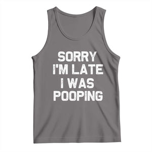 Sorry Im Late I Was Pooping Tank Top Skibidi Brainrot Pooping Meme Graphic TS10 Deep Heather Print Your Wear