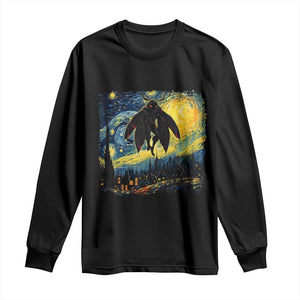 Mothman Long Sleeve Shirt Starry Night Van Gogh Cryptid Lover TS10 Black Print Your Wear