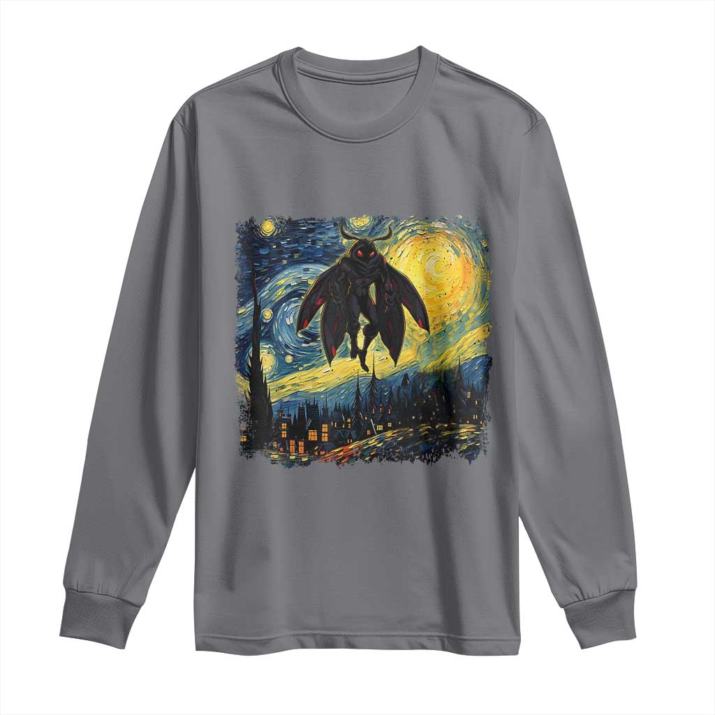 Mothman Long Sleeve Shirt Starry Night Van Gogh Cryptid Lover TS10 Charcoal Print Your Wear
