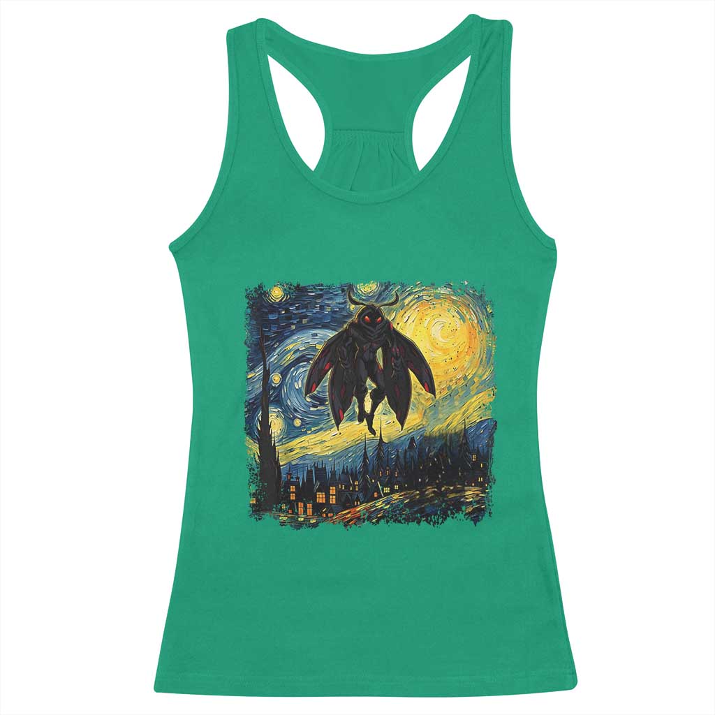 Mothman Racerback Tank Top Starry Night Van Gogh Cryptid Lover TS10 Irish Green Print Your Wear