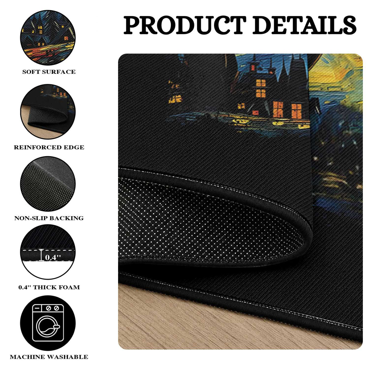 Mothman Round Rug Starry Night Van Gogh Cryptid Lover