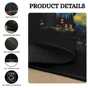Mothman Round Rug Starry Night Van Gogh Cryptid Lover