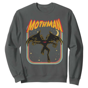 Retro Mothman Sweatshirt Vintage Comicbook Style Cryptid Lore Cryptozoology TS10 Dark Heather Print Your Wear