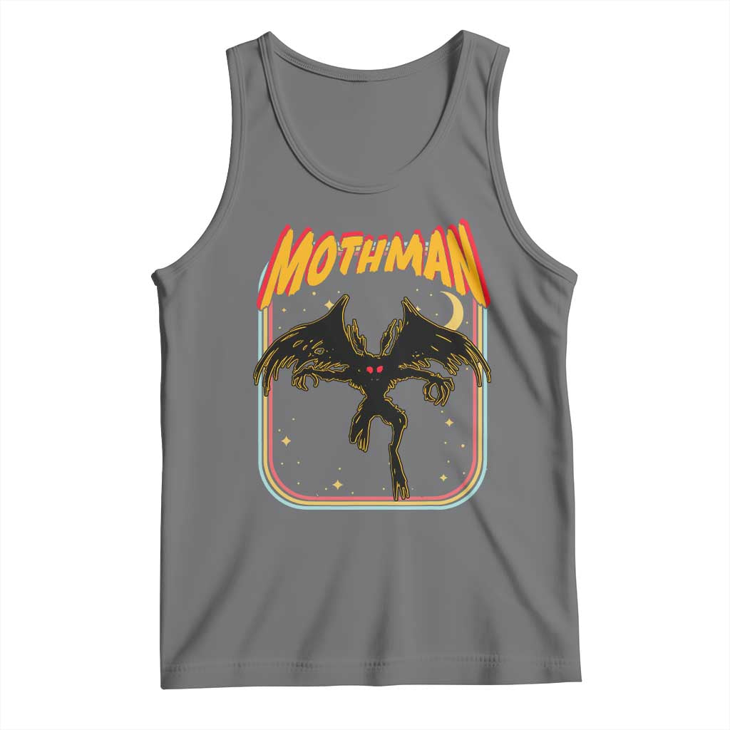 Retro Mothman Tank Top Vintage Comicbook Style Cryptid Lore Cryptozoology TS10 Black Heather Print Your Wear