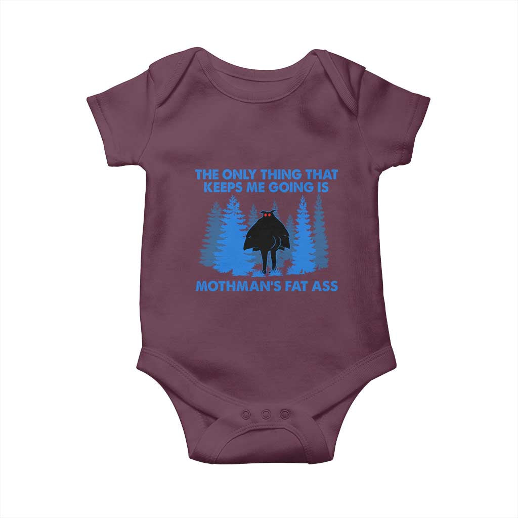 Funny Mothman Fat Ass Baby Onesie Vintage Cryptid Funny Moth Man Meme TS10 Maroon Print Your Wear