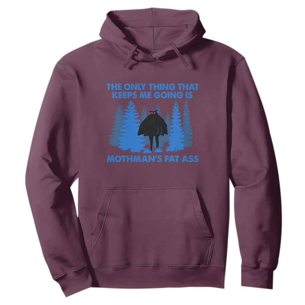 Funny Mothman Fat Ass Hoodie Vintage Cryptid Funny Moth Man Meme TS10 Maroon Print Your Wear