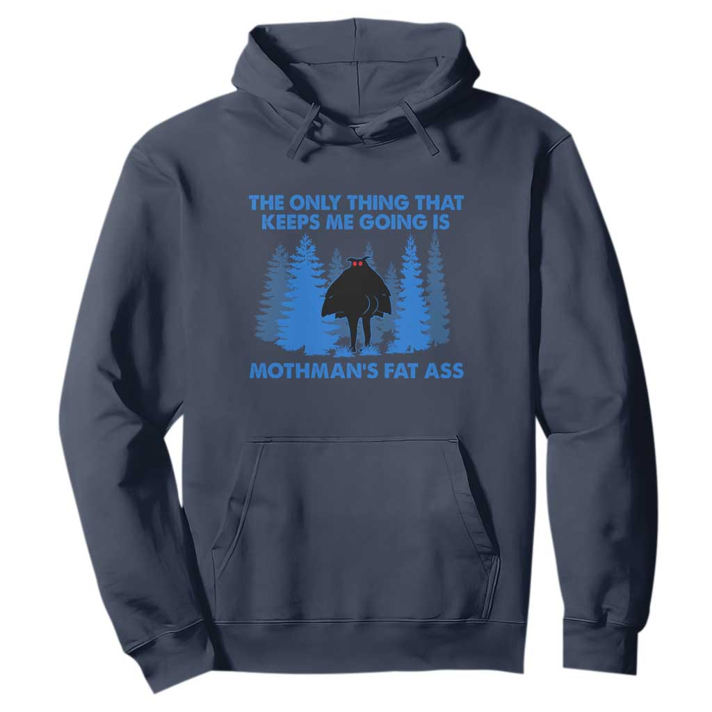 Funny Mothman Fat Ass Hoodie Vintage Cryptid Funny Moth Man Meme TS10 Navy Print Your Wear