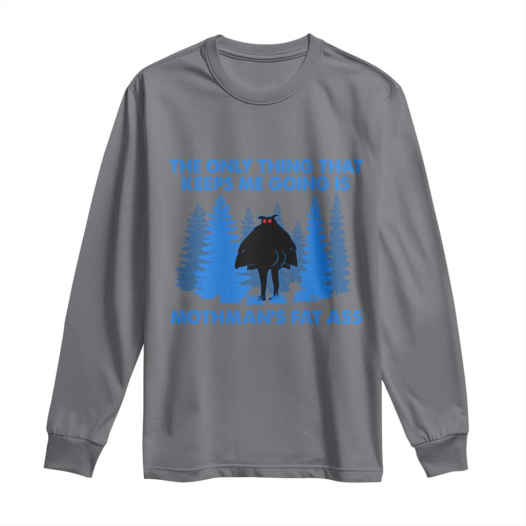 Funny Mothman Fat Ass Long Sleeve Shirt Vintage Cryptid Funny Moth Man Meme TS10 Charcoal Print Your Wear