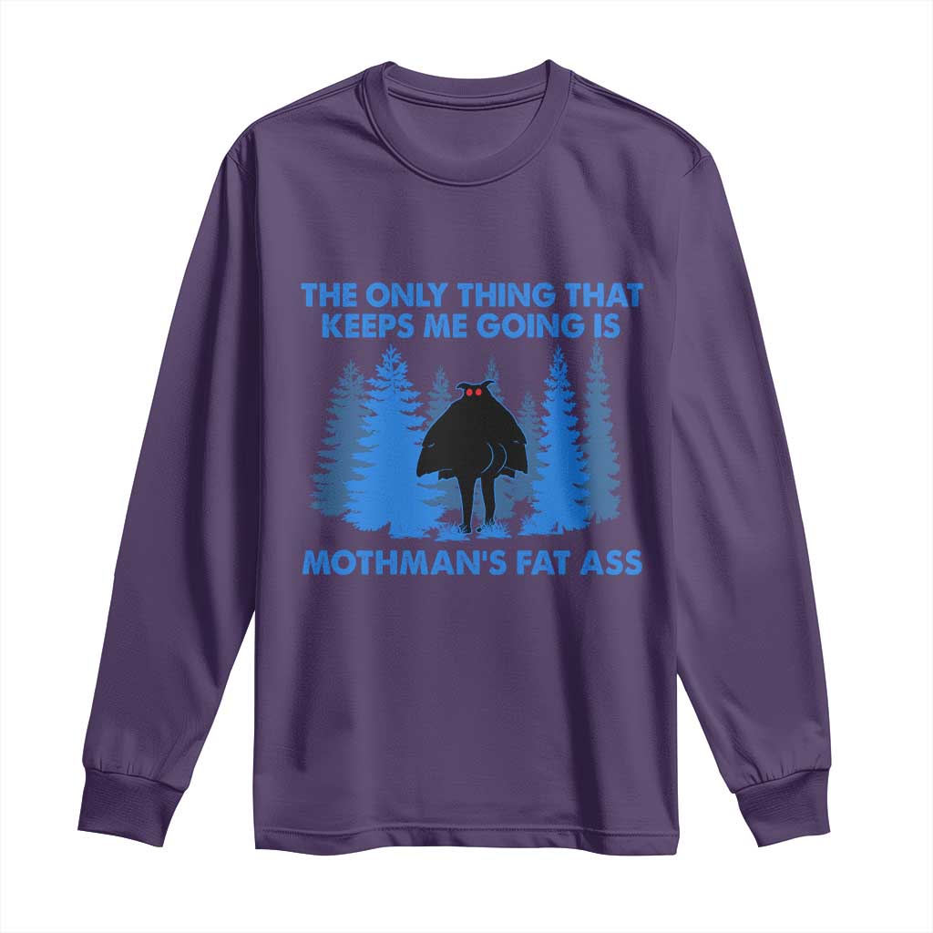 Funny Mothman Fat Ass Long Sleeve Shirt Vintage Cryptid Funny Moth Man Meme TS10 Purple Print Your Wear