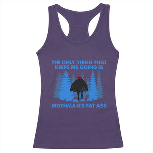 Funny Mothman Fat Ass Racerback Tank Top Vintage Cryptid Funny Moth Man Meme TS10 Purple Print Your Wear