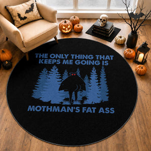 Funny Mothman Fat Ass Round Rug Vintage Cryptid Funny Moth Man Meme