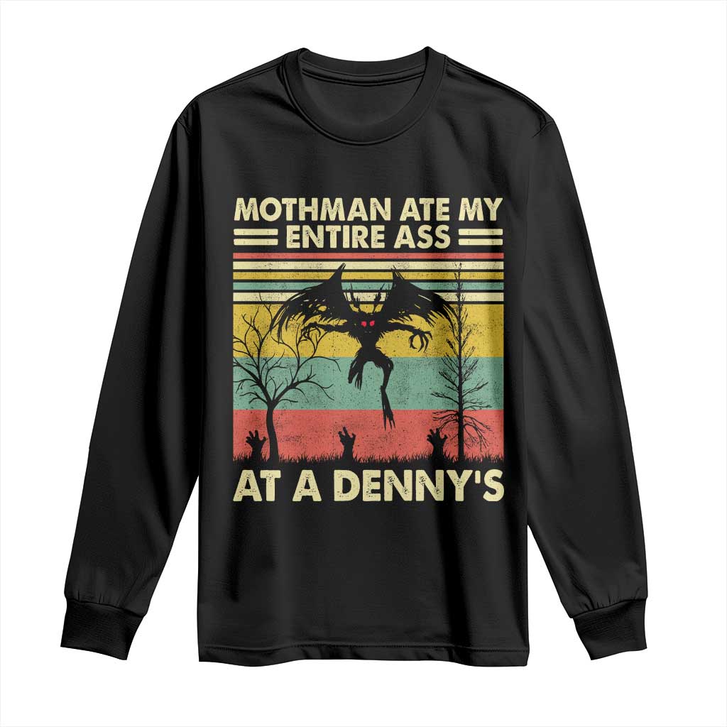 Funny Mothman Eat My Entire Ass Long Sleeve Shirt Vintage Cryptid Funny Mothman Meme TS10 Black Print Your Wear