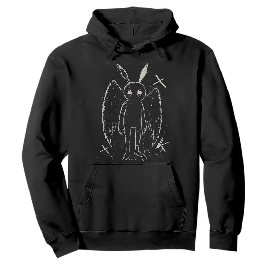 Creepy Cute Mothman Hoodie Alt Goth Grunge Horror Aesthetic Cryptid TS10 Black Print Your Wear
