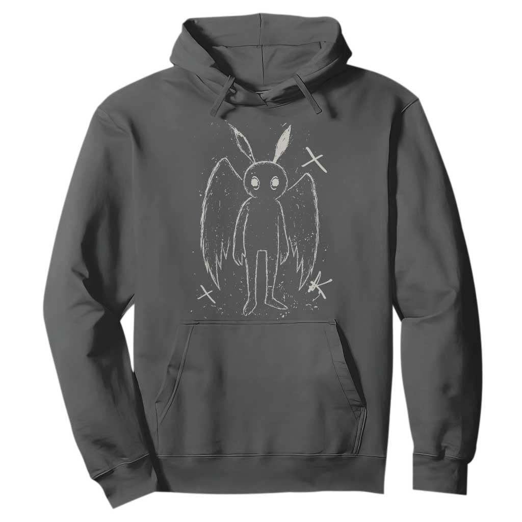 Creepy Cute Mothman Hoodie Alt Goth Grunge Horror Aesthetic Cryptid TS10 Dark Heather Print Your Wear