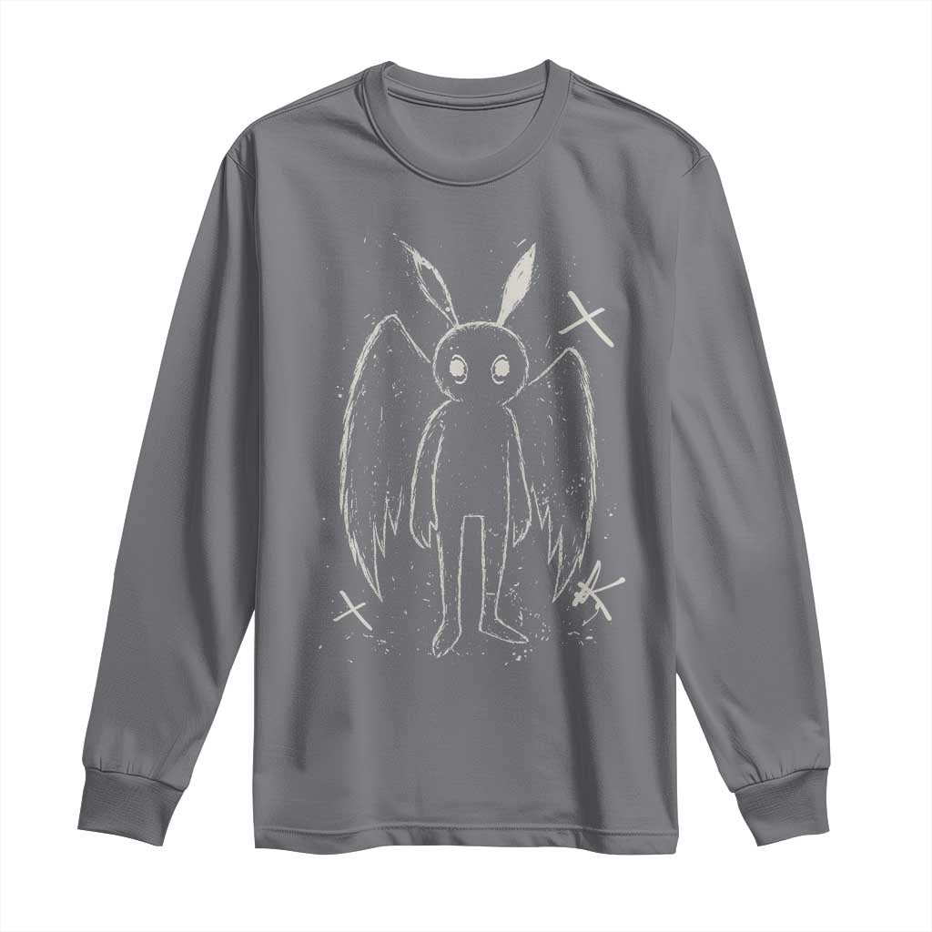 Creepy Cute Mothman Long Sleeve Shirt Alt Goth Grunge Horror Aesthetic Cryptid TS10 Charcoal Print Your Wear