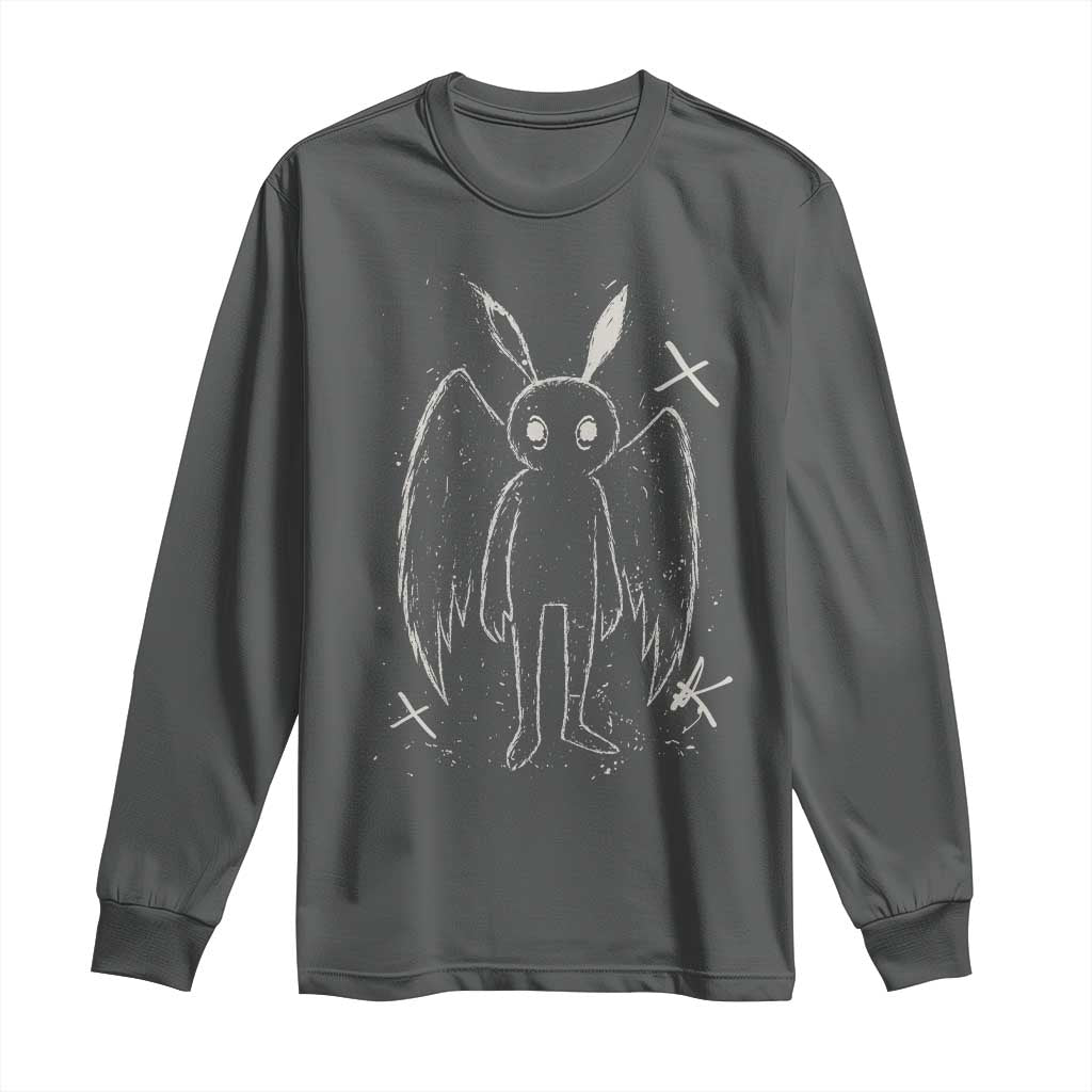Creepy Cute Mothman Long Sleeve Shirt Alt Goth Grunge Horror Aesthetic Cryptid TS10 Dark Heather Print Your Wear