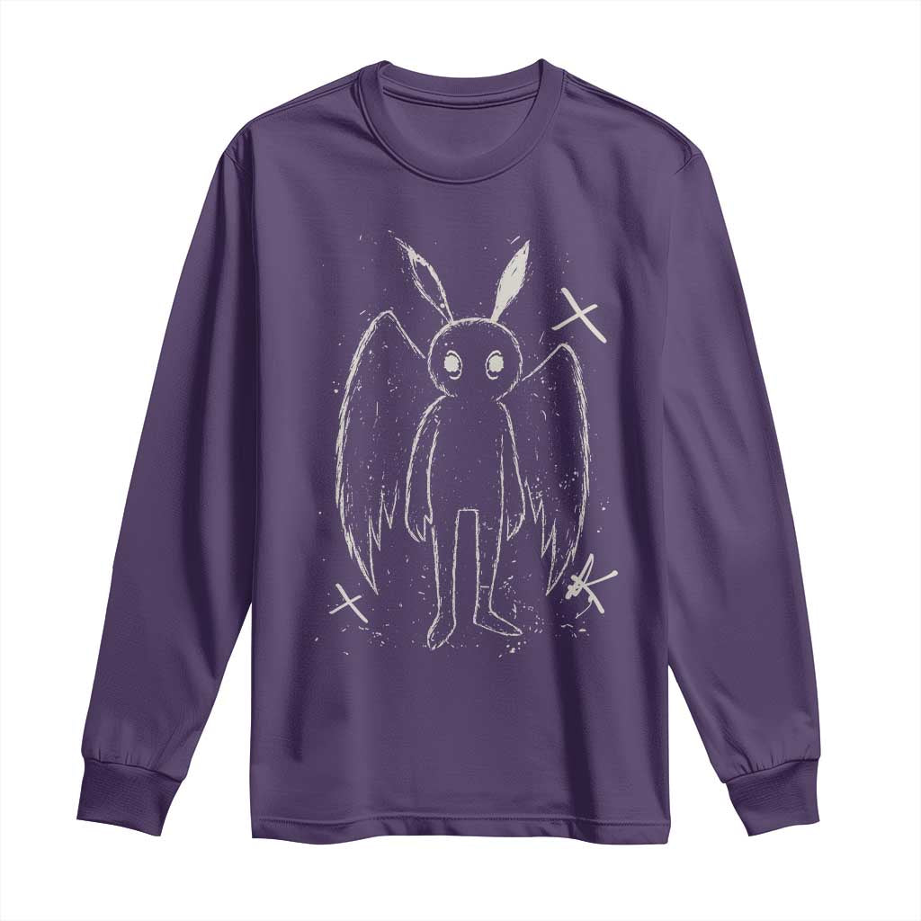 Creepy Cute Mothman Long Sleeve Shirt Alt Goth Grunge Horror Aesthetic Cryptid TS10 Purple Print Your Wear