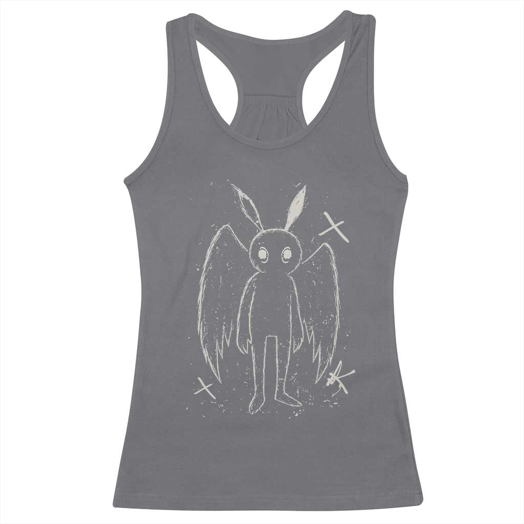 Creepy Cute Mothman Racerback Tank Top Alt Goth Grunge Horror Aesthetic Cryptid TS10 Charcoal Print Your Wear
