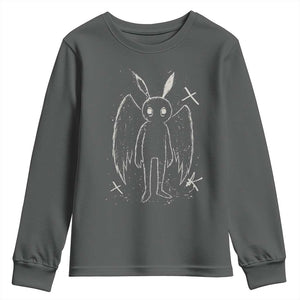 Creepy Cute Mothman Youth Sweatshirt Alt Goth Grunge Horror Aesthetic Cryptid TS10 Dark Heather Print Your Wear