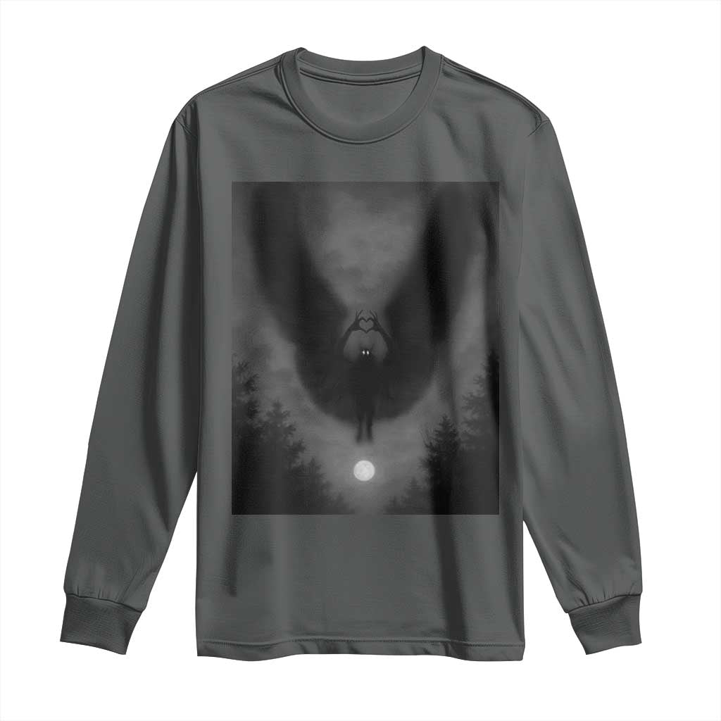 Mothman Long Sleeve Shirt Horror Poster Halloween Cryptid Lover TS10 Dark Heather Print Your Wear