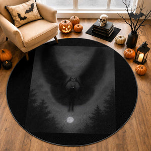 Mothman Round Rug Horror Poster Halloween Cryptid Lover