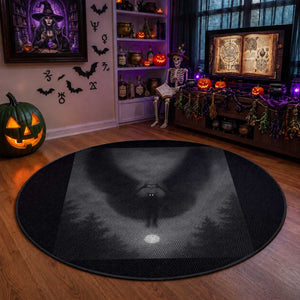 Mothman Round Rug Horror Poster Halloween Cryptid Lover