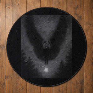 Mothman Round Rug Horror Poster Halloween Cryptid Lover