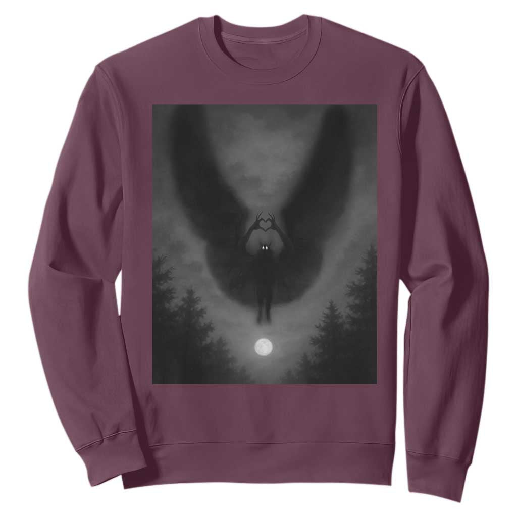 Mothman Sweatshirt Horror Poster Halloween Cryptid Lover TS10 Maroon Print Your Wear