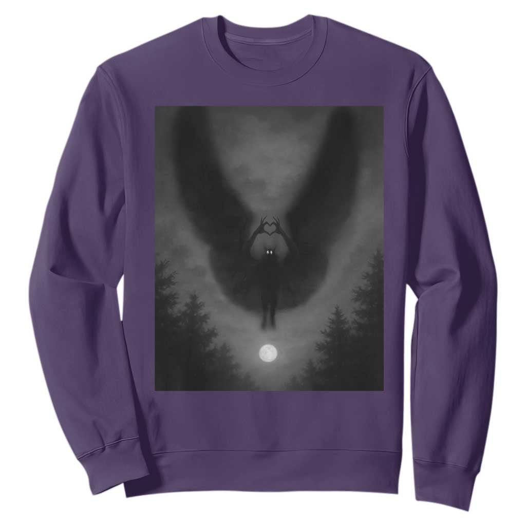 Mothman Sweatshirt Horror Poster Halloween Cryptid Lover TS10 Purple Print Your Wear