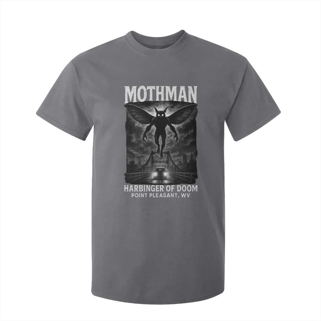 Mothman T Shirt For Kid Horror Poster Halloween Harbinger of Doom Cryptid Creature TS10 Charcoal Print Your Wear