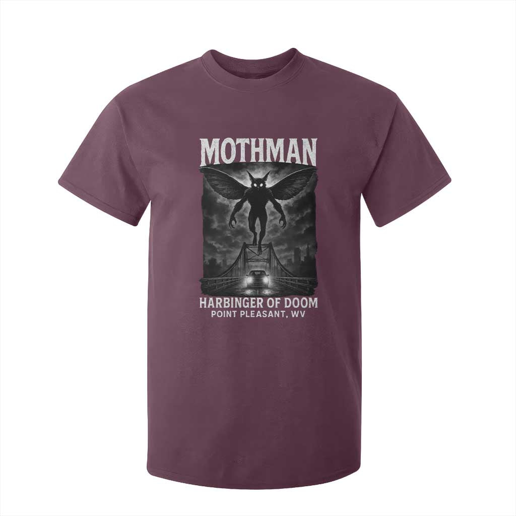Mothman T Shirt For Kid Horror Poster Halloween Harbinger of Doom Cryptid Creature TS10 Maroon Print Your Wear