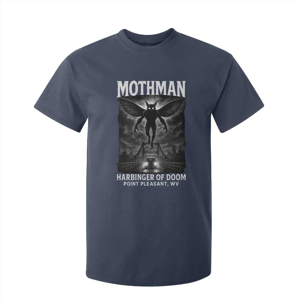 Mothman T Shirt For Kid Horror Poster Halloween Harbinger of Doom Cryptid Creature TS10 Navy Print Your Wear
