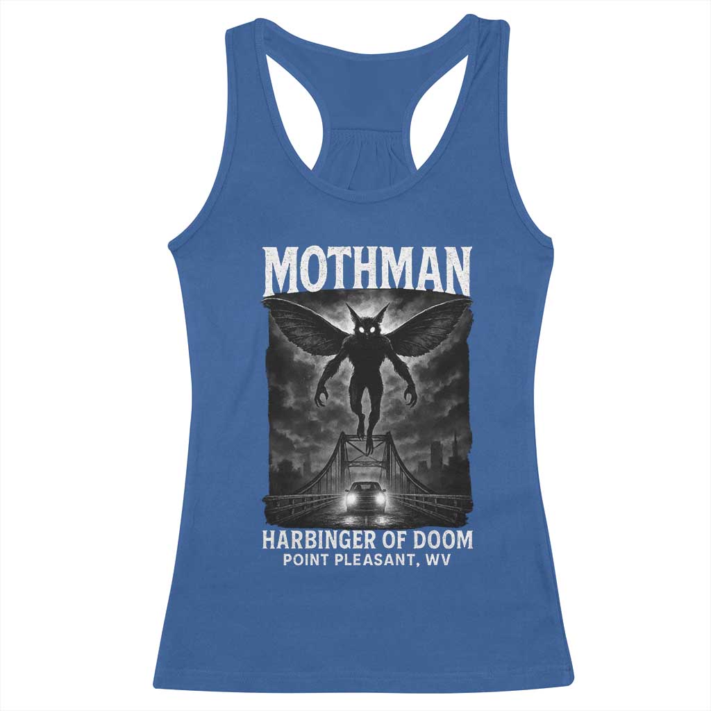 Mothman Racerback Tank Top Horror Poster Halloween Harbinger of Doom Cryptid Creature TS10 Royal Blue Print Your Wear