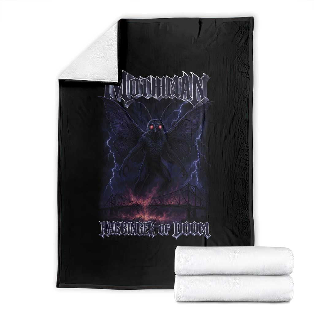 Mothman Throw Blanket Black Bridge Folk Horror Cryptid Fan TS10 Black Print Your Wear