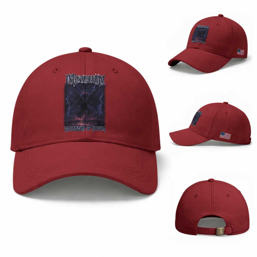 Mothman Baseball Cap Black Bridge Folk Horror Cryptid Fan TS10 Baseball Cap Universal Fit Cherry Red Print Your Wear