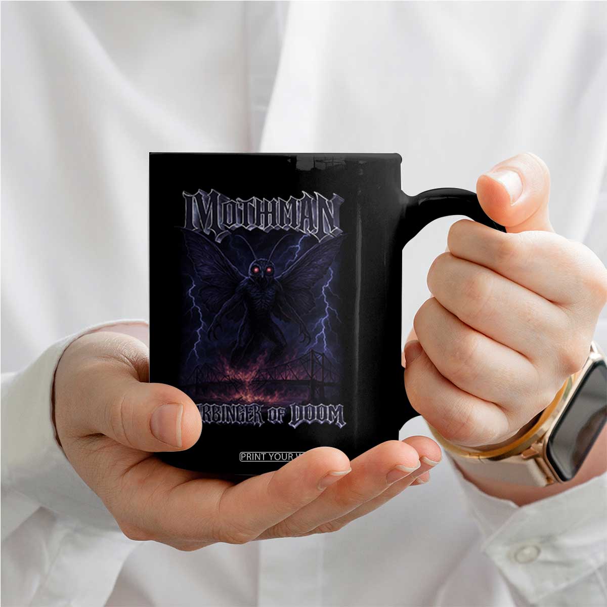 Mothman Coffee Mug Black Bridge Folk Horror Cryptid Fan TS10 Print Your Wear