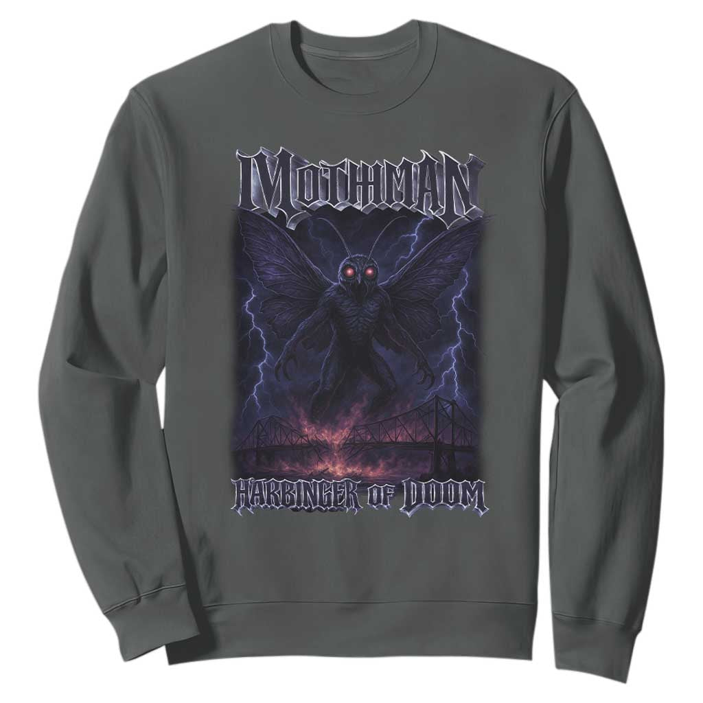 Mothman Sweatshirt Black Bridge Folk Horror Cryptid Fan TS10 Dark Heather Print Your Wear