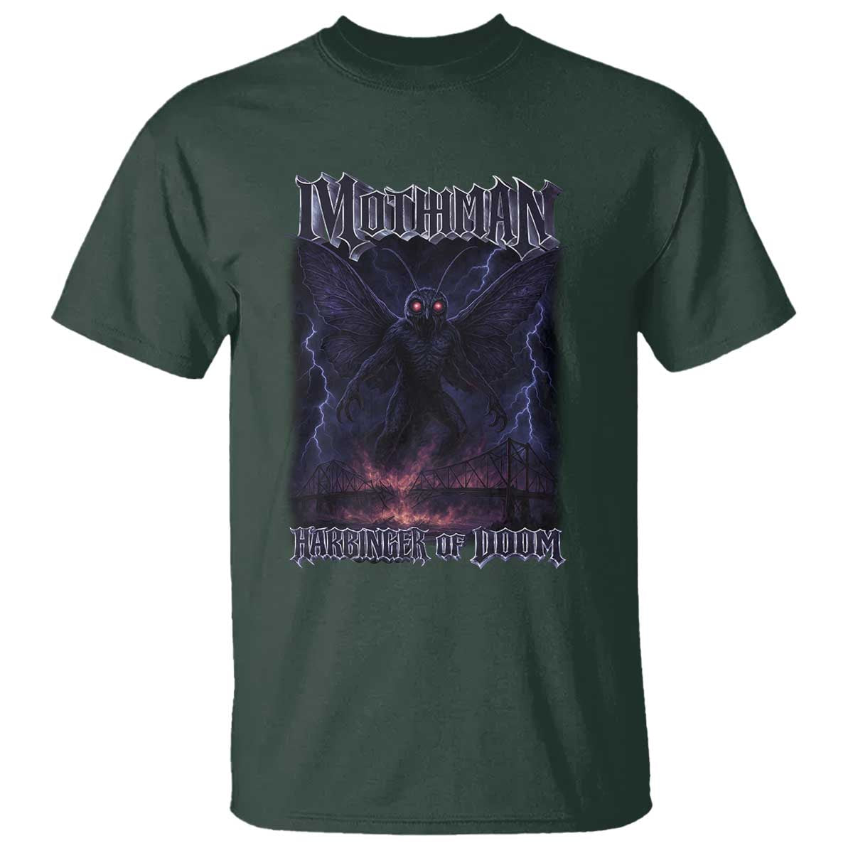 Mothman T Shirt Black Bridge Folk Horror Cryptid Fan TS10 Dark Forest Green Print Your Wear