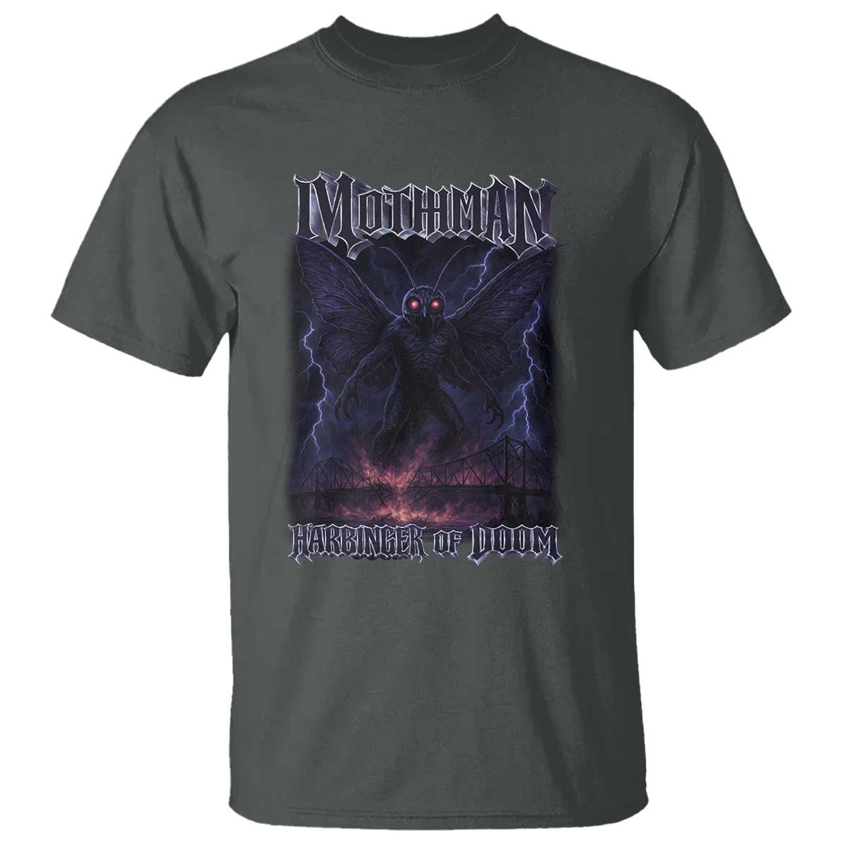 Mothman T Shirt Black Bridge Folk Horror Cryptid Fan TS10 Dark Heather Print Your Wear