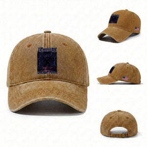Mothman Washed Cotton Baseball Cap Black Bridge Folk Horror Cryptid Fan TS10 Washed Cap Universal Fit Yellow Ochre Print Your Wear