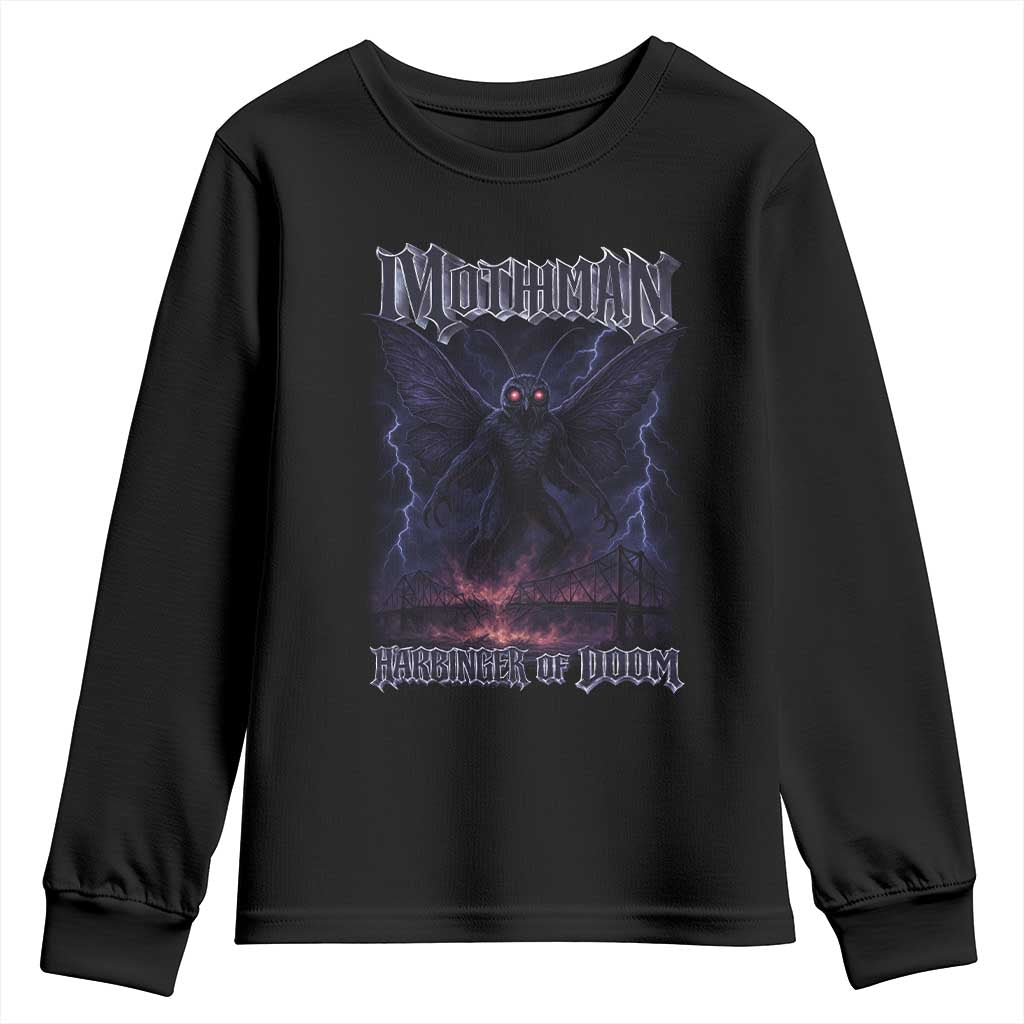 Mothman Youth Sweatshirt Black Bridge Folk Horror Cryptid Fan TS10 Black Print Your Wear