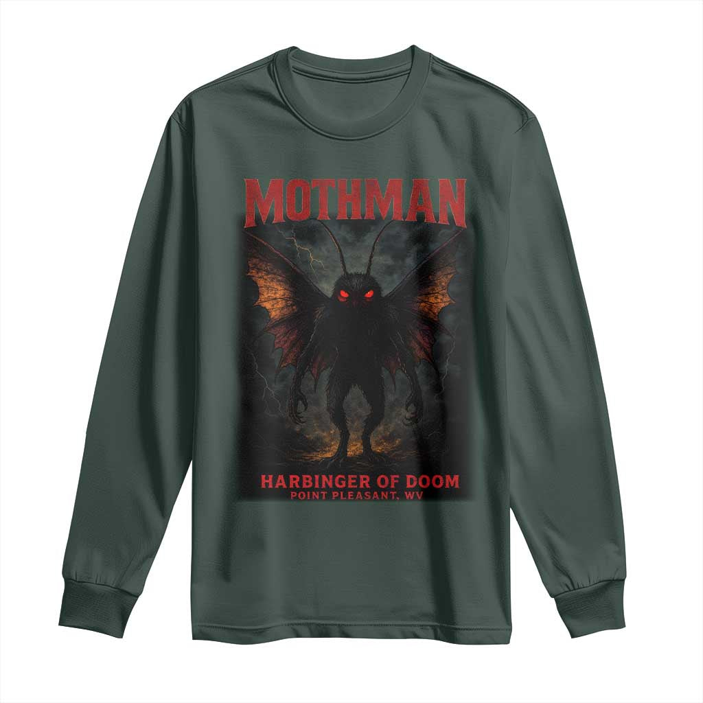 Mothman Long Sleeve Shirt Horror Harbinger of Doom Urban Myth Cryptid Creature TS10 Dark Forest Green Print Your Wear