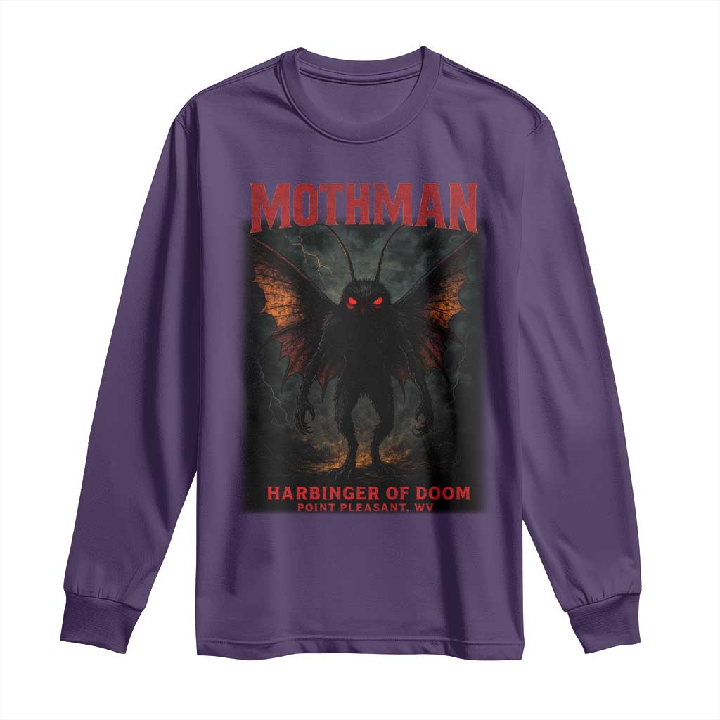 Mothman Long Sleeve Shirt Horror Harbinger of Doom Urban Myth Cryptid Creature TS10 Purple Print Your Wear