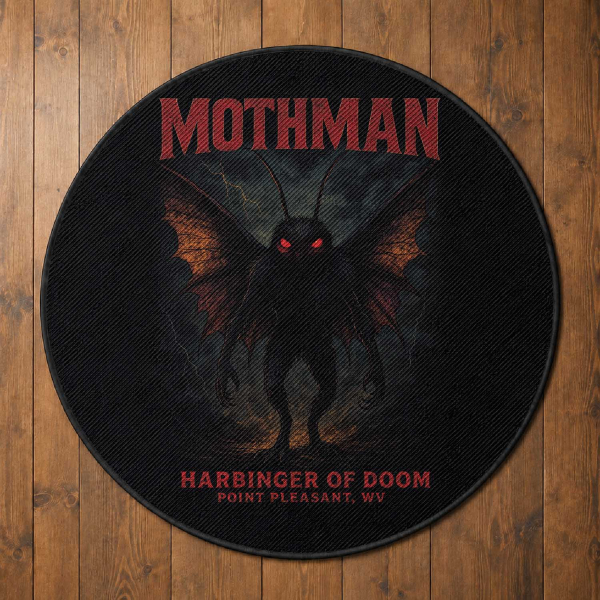 Mothman Round Rug Horror Harbinger of Doom Urban Myth Cryptid Creature