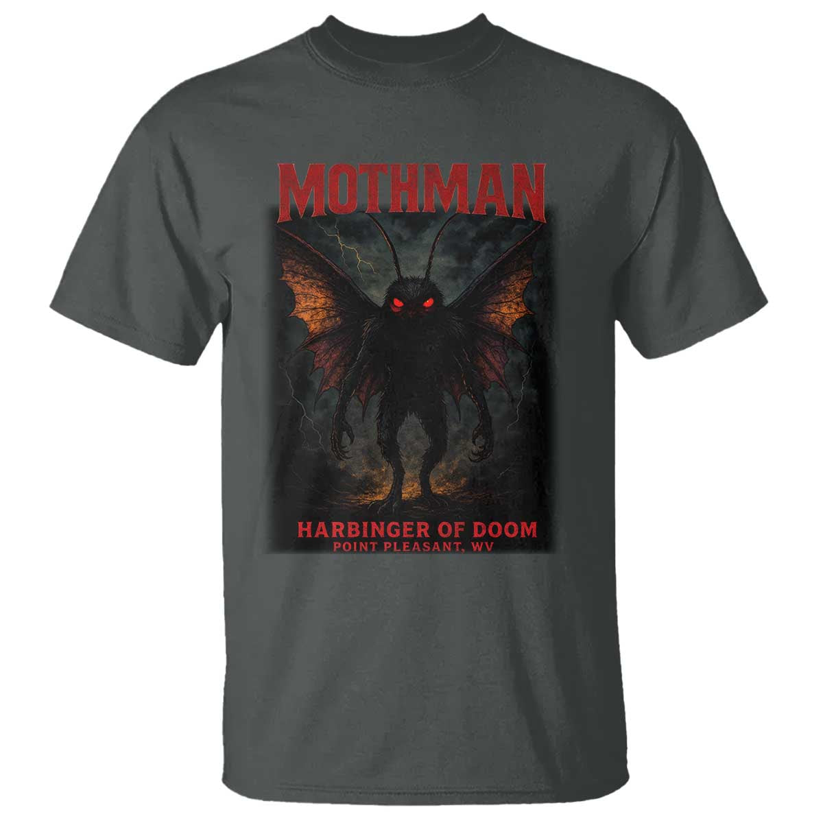 Mothman T Shirt Horror Harbinger of Doom Urban Myth Cryptid Creature TS10 Dark Heather Print Your Wear
