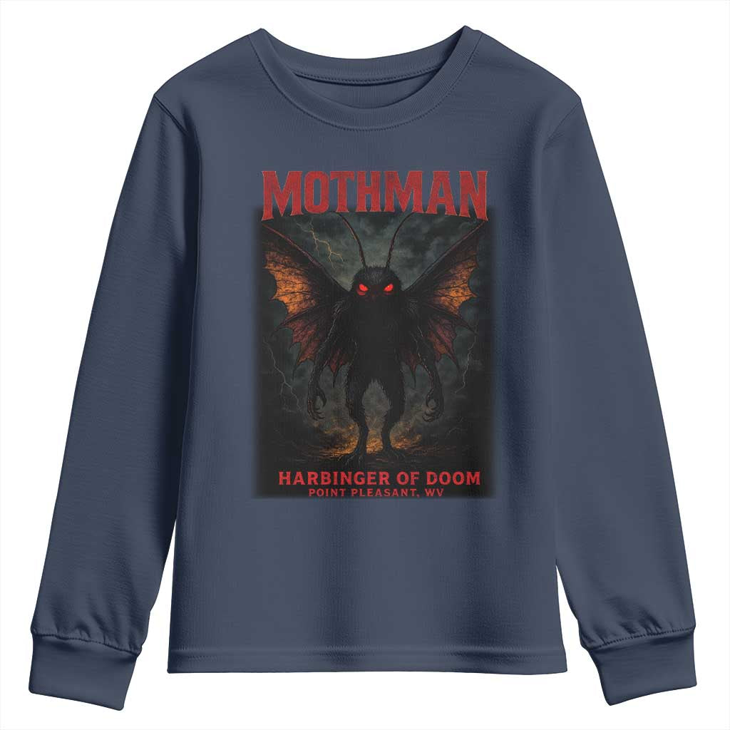 Mothman Youth Sweatshirt Horror Harbinger of Doom Urban Myth Cryptid Creature TS10 Navy Print Your Wear