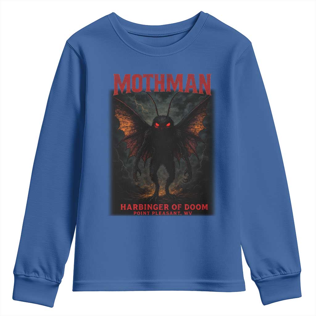 Mothman Youth Sweatshirt Horror Harbinger of Doom Urban Myth Cryptid Creature TS10 Royal Blue Print Your Wear