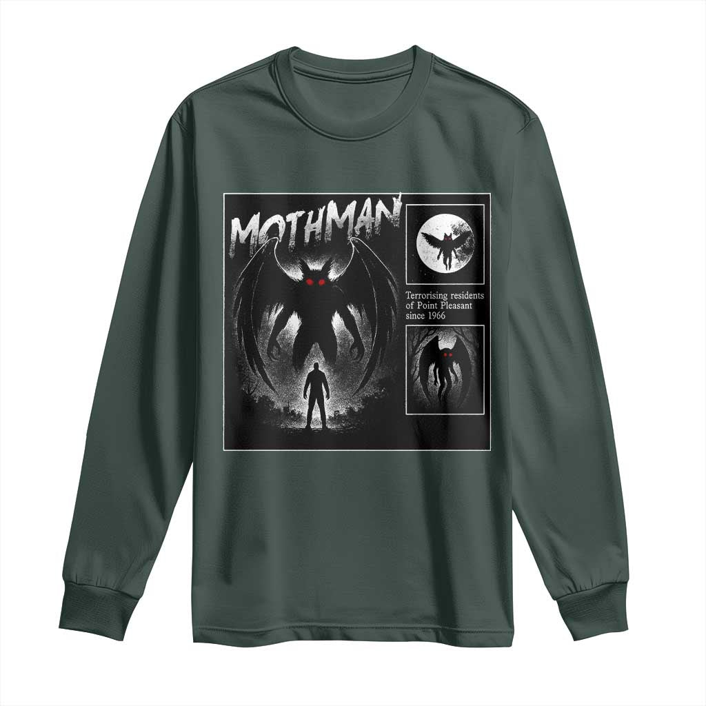 Mothman Long Sleeve Shirt Retro Horror Manga Urban Myth Cryptid Creature TS10 Dark Forest Green Print Your Wear