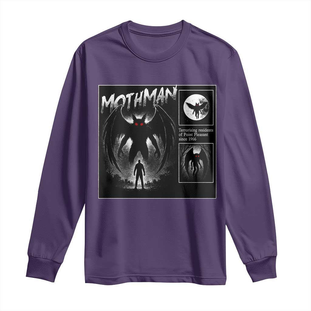 Mothman Long Sleeve Shirt Retro Horror Manga Urban Myth Cryptid Creature TS10 Purple Print Your Wear