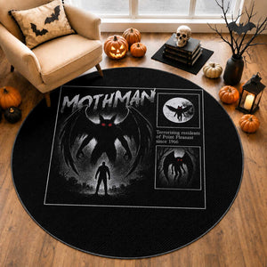 Mothman Round Rug Retro Horror Manga Urban Myth Cryptid Creature